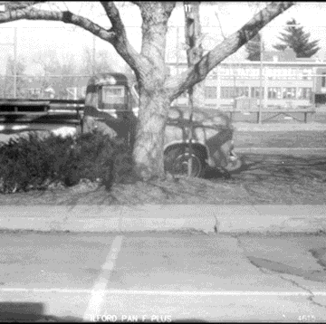 1953 ford f100 photographed with camry side mirror pinhole camera